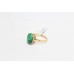 Ring Gold Yellow Malachite 18kt Size 15 Gemstone Green Women's Handmade A748
